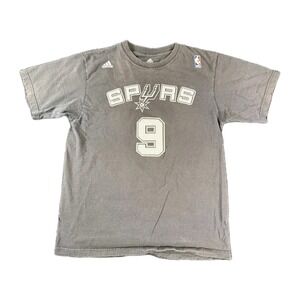 Adidas Spurs Tony Parker 9 Jersey Tee NBA Black Graphic Shirt Men's Medium